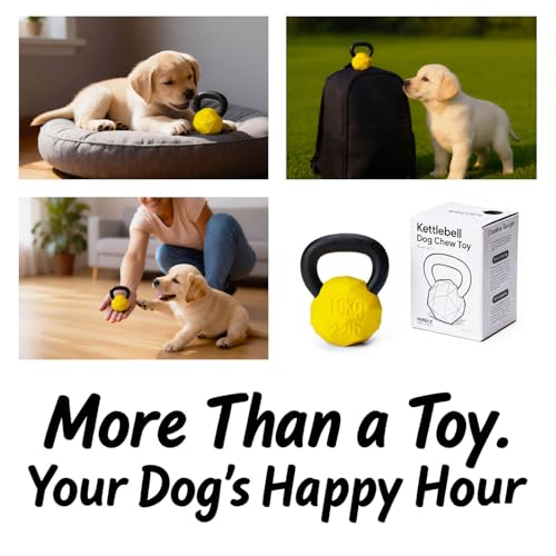 MECOOL Indestructible Dog Toy for Aggressive Chewers - Heavy Duty Chew Ring with Durable Nylon and Treat Dispenser Rubber Base, Interactive Food Puzzle Dog Chew Toy,Medium Yellow for Puppy - size: S Yellow