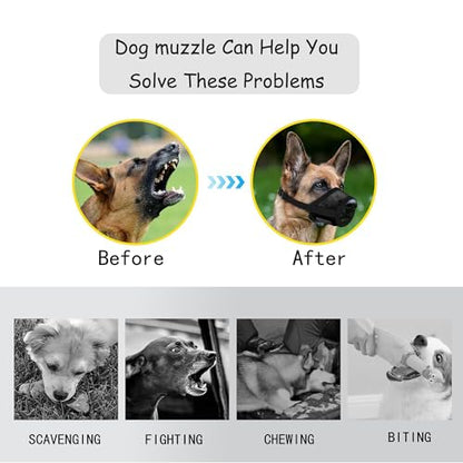 Dog Muzzle,Soft Air Mesh Muzzle for Medium Large Dogs to Prevent Biting Barking Chewing, Breathable Mouth Guard Adjustable Loop Strap Pets Muzzle for Training(Black,M)