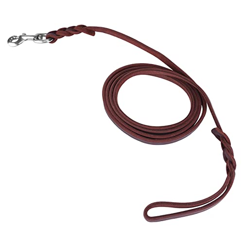 SUNGOOYUE Dog Lead Leash Leather Training Safety Rope 1.6m Padded Handle Lobster Clasp for Walking Running Hiking Medium Dogs (The Material Length is 2.5 Meters and the net) - size: The material length is 2.5 meters and the net