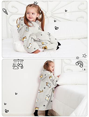 KFUBUO Wearable Blanket Hoodie for Kids Toddlers Sherpa Blanket Sweatshirt With Pocket Cute Hoodies 2-6 Year Old Girl Birthday Gifts Cat - color: Cat, size: Kids 2-6YR