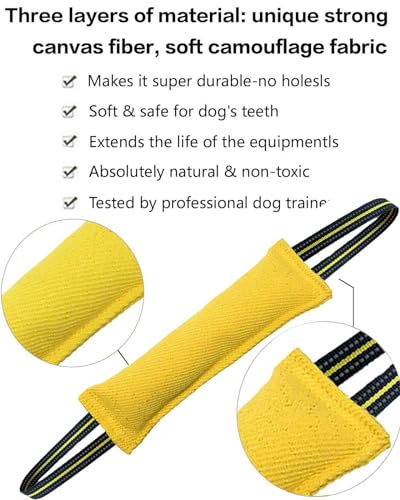 Clysoru Tug Toy for Dogs Tug of War Dog Toy with 2 Strong Red Band Handles Lasting Training Equipment Puppy to Large Dogs Interactive Toy Best for Tug of War Pull Indestructible Rope Toys (Yellow) - color: yellow