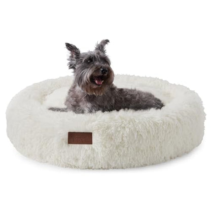 Town & Country Luxe CuddleTown Fuzzy Solid Donut Pet Bed, Soft, Cozy & Calming, Water Repellent, Non-Slip Bottom, 100% Machine Washable, Cream, Medium 28"x28"x7" Round - color: Cream, size: Medium 28"x28"x7" Round