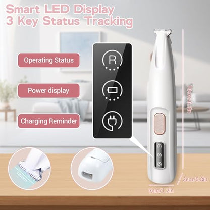 Paw Trimmer, Calm Clippers for Cats, Electric Dog Trimmer for Paws, Rechargeable Dog Paw Hair Trimmer with Led Light Low Noise Waterproof