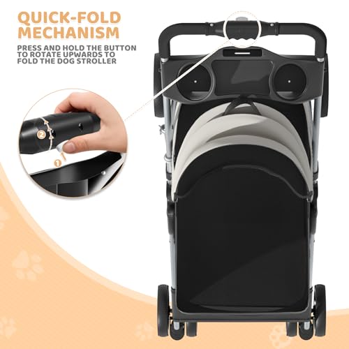 Magshion Foldable Pet Stroller, 3-in-1 Dog Travel Jogger with Detachable Carrier, Cup Holder, Storage Basket, Folding Carrier for Small/Medium Dogs & Cats Up to 33 lbs, Black - color: Black, style: Up to 33 lbs