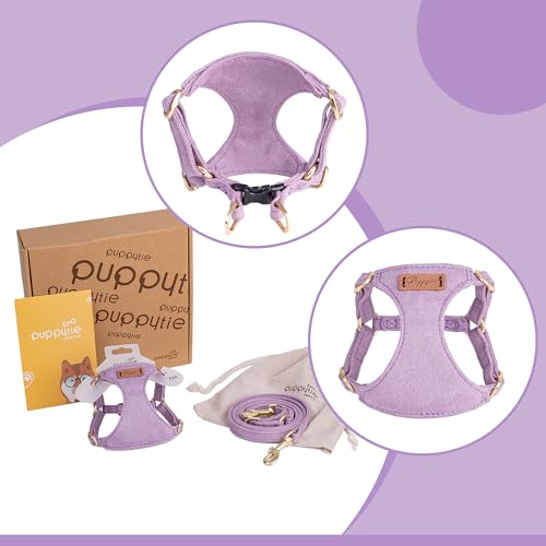 Puppytie No Pull Small Dog Harness with Multifunction Dog Leash,Lightweight Soft Adjustable No Choke Escape Proof Pet Harness Vest, Light Purple, S - color: Purple, size: S(9-17.5lb）