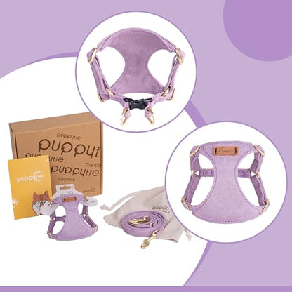 Puppytie No Pull Small Dog Harness with Multifunction Dog Leash,Lightweight Soft Adjustable No Choke Escape Proof Pet Harness Vest, Light Purple, S - color: Purple, size: S(9-17.5lb）