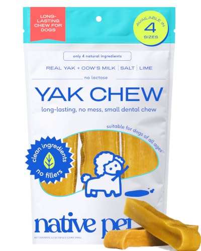 Native Pet Yak Cheese Himalayan Dog Chews - Long Lasting Dental Sticks for Small Breeds– 100% All Natural Himalayan Yak Chews for Small Dogs – Cheese Bone for Aggressive Chewers - 5 Per Pack - size: 5 Chews