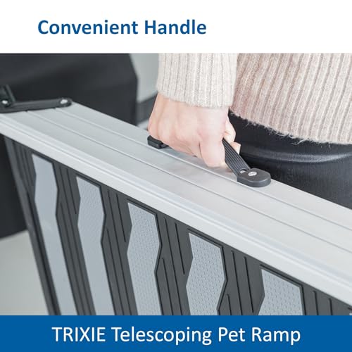 Trixie Telescoping Dog Ramp, Silver/Black | Adjustable Lengths, Made of Lightweight Aluminium, Ideal for Cars and SUVs, Easily Adjustable - color: Telescope Ramp