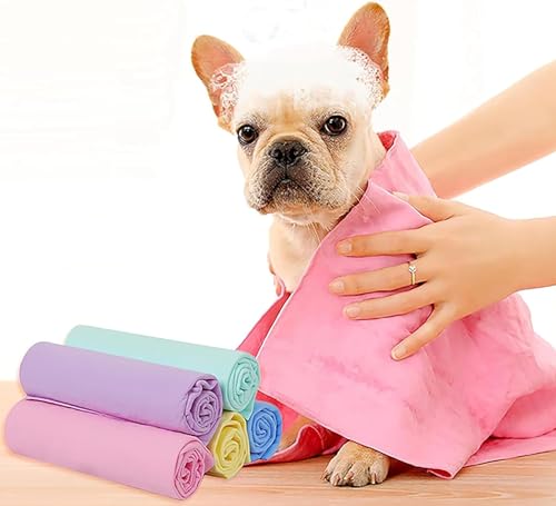 GabeFish Super Absorbent Shammy Dog Towels Quick Dry Eco-Friendly Soft Multifunctional Pets Cats Towel Packs Large 5PC - size: Large/5 Packs