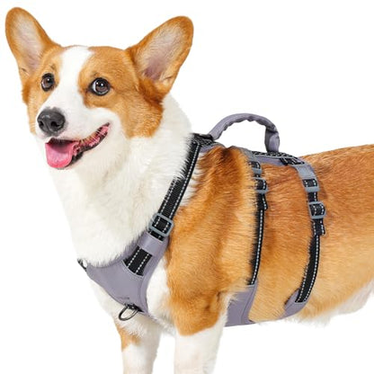Huntboo Reflective Dog Harness with Handle, Escape Proof, No Slip, Breathable, Lightweight, Adjustable Lift Harness for Small, Medium, and Large Dogs Walking, Training, and Running Gear(Black,M) - color: Black, size: Medium (Pack of 1)