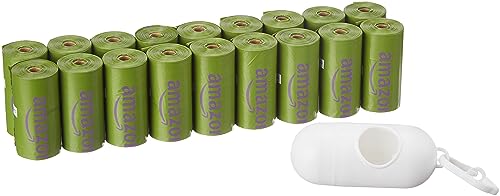 Amazon Basics Premium Leak Proof Dog Poop Bags with Dispenser and Leash Clip, Lavender Scented, 13" x 9", 270 Count (18 Rolls of 15) - style: 270 Bags