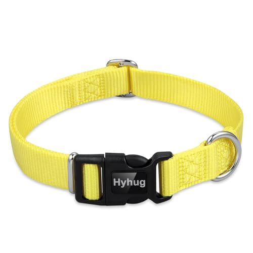 Hyhug Small Dog Collar Quick-Release Yellow| Heavy-Duty Nylon Puppy Collar, Adjustable & Durable Pet Supplies for Boy & Girl Dogs (Small, Illuminating Yellow) - color: Luminous Yellow, size: Small