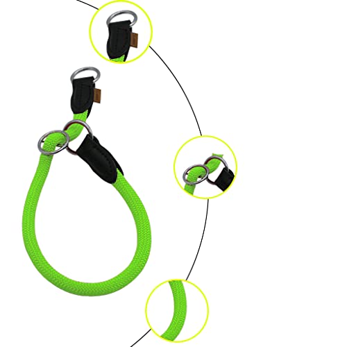 Braided Round Martingale Dog Collar, Training Collar with Slidable Stop Ring - Ideal for Medium/Large Dogs (M+(1/2") - 18" Long, Light Green) - color: Light Green, size: M+(1/2") - 18" Long