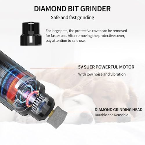 K&K Dog Nail Grinder, Professional Dual Speed Rechargeable Pet Nail Trimmer with LED Light, Painless Paws Nail Grinder for Dogs Claws, for Small Medium Large Cats & Dogs Visit the Store