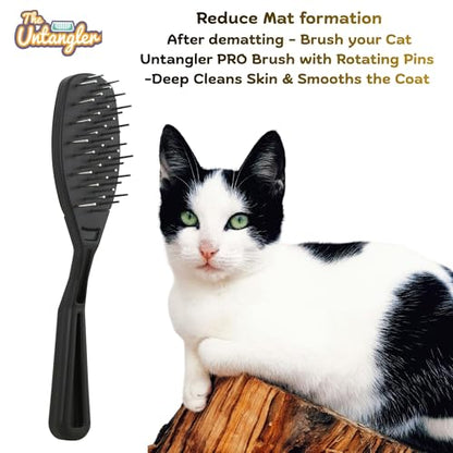 Cat Comb with Silky Smooth Rotating Teeth - Clears Mats Gently and Easily (5" Ultra Fine Teeth; 7" Dual Teeth) (Black, 5") - color: Black, size: 5"