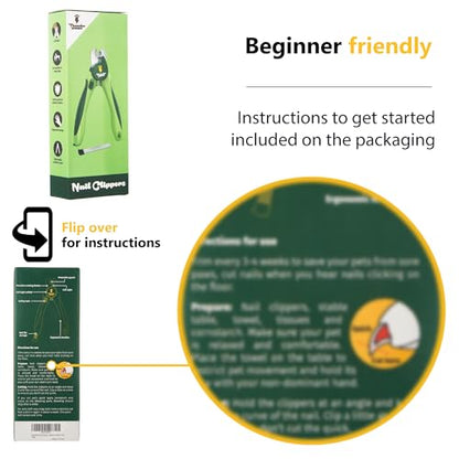 LED Dog Nail Clippers with Light Illumination, Trimmers with Protective Guard, Safety Lock and Nail File - Suitable for Large and Small Dogs & Cats (Green) - color: Green, size: Medium-Large (LED)
