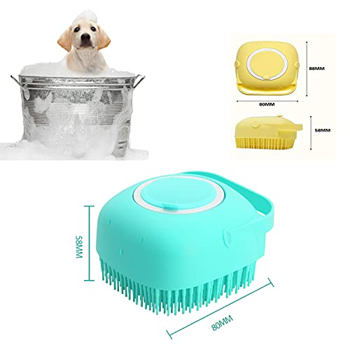 Pet Grooming Bath Massage Brush with Soap and Shampoo Dispenser Soft Silicone Bristle for Long Short Haired Dogs Cats Shower (Pink) - color: Pink
