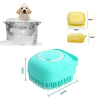 Pet Grooming Bath Massage Brush with Soap and Shampoo Dispenser Soft Silicone Bristle for Long Short Haired Dogs Cats Shower (Pink) - color: Pink