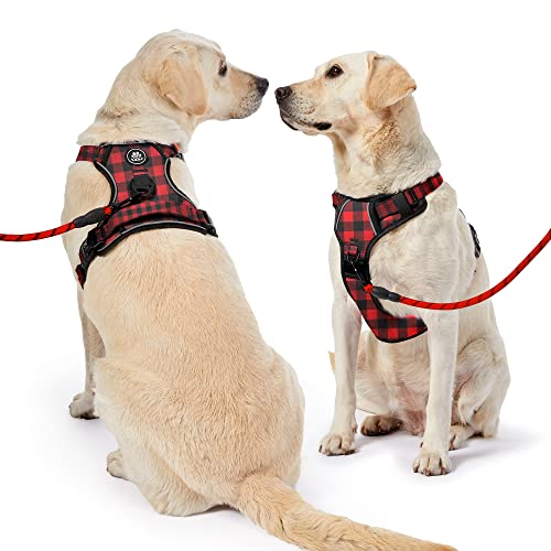 NESTROAD No Pull Dog Harness with Leash, Reflective No Choke Pet Vest Harness,Adjustable Soft Padded Dog Harness with Easy Control Handle for Small Dogs(Checkered Red,Small) - color: Checkered Red, size: 【S】neck 11-15" chest 15-21"