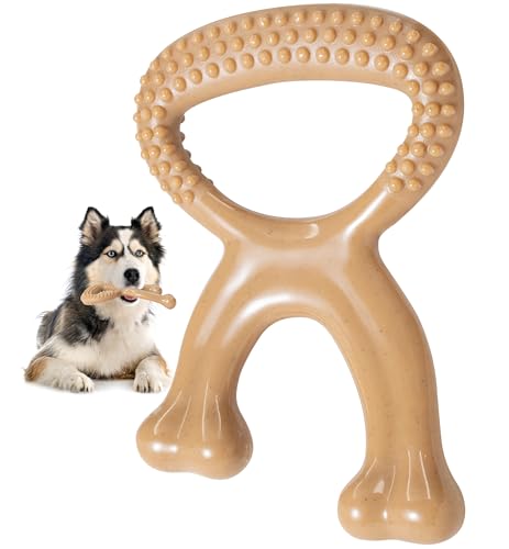 Durable Dog Chew Toy for Aggressive Chewers, Indestructible Nylon Bone Dental Care Teeth Cleaning Chew Toy for Small, Medium and Large Dogs, Keep Them Busy, Irresistible Beef Flavor (Brown) - color: Brown