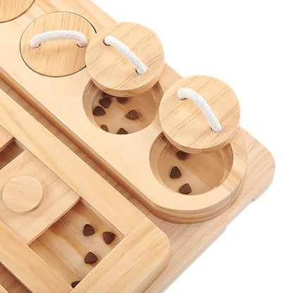 Wooden 3-in-1 Treat Puzzle Feeder for Small/Medium/Large Dogs | Level 1 Puzzle Starter Pack
