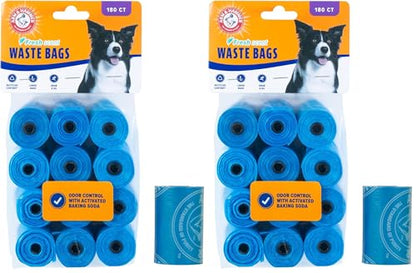 Arm & Hammer Durable Disposable Dog And Cat Waste Bags With Activated Baking Soda, 180 Dog Poop Bags, 9 x 14 Inches, Blue (Pack of 2) - color: Blue, size: 1 Count (Pack of 360)