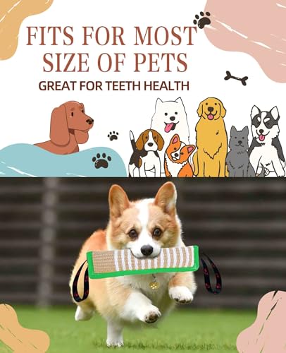 Clysoru Dog Tug Toy Tough Jute Bite Pillow Lasting Training Equipment Puppy to Large Dogs Interactive for Large and Small - color: green footprint