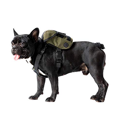 OneTigris Dog Pack, Backpack Durable Small Medium Dog Pack with Litter Bag Exit for Camping Hiking Daily Walking (Ranger Green, X-Small)