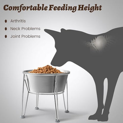 Elevated Dog Bowls for Large & Medium Dogs - Stainless Steel 64oz/8 Cup Raised Feeder with Non-Slip Base, Dual Food & Water Bowls 2-Pack - color: Raised Bowl, size: 8 Cups