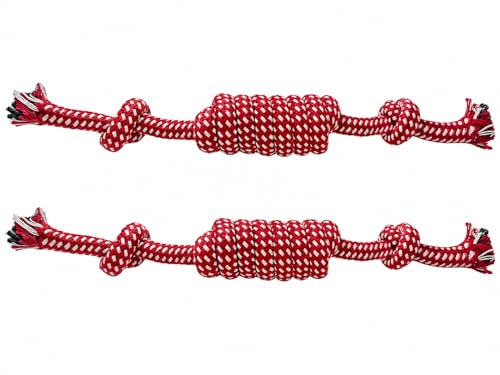 Durable Cotton Rope Dog Toy for Small Chewers, Tug of War Chew Toy with Knots, Teeth Cleaning Puppy Toy for Small -Extra Small Dogs, Bite Resistant Fetch Training Toy (Red) - color: Red