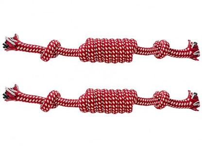 Durable Cotton Rope Dog Toy for Small Chewers, Tug of War Chew Toy with Knots, Teeth Cleaning Puppy Toy for Small -Extra Small Dogs, Bite Resistant Fetch Training Toy (Red) - color: Red
