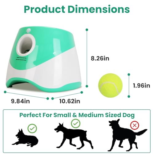 Automatic Dog Ball Launcher, Dog Ball Thrower with 9.84-29.52ft 3 Launching Distance, Rechargeable Dog Toy Mental Stimulation Training Game with 1.96" Tennis Balls for Energetic Small Medium Dogs - size: 9.84-29.52ft