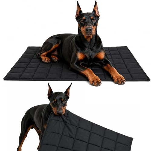 Chew Proof Dog Crate Pad – Indestructible Durable Crate Pad for Aggressive Chewers, Quilted Washable Waterproof Tough Kennel Mat, Replacement for Cage Tray, Indoor & Outdoor, 22″×16″, Black