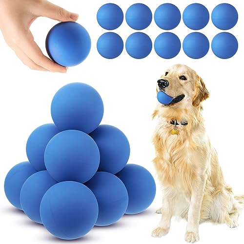 Hiboom 15 Pack Natural Rubber Tennis Balls for Dogs Catching Pet Dog Balls for Fetch Training 2.4 Inch Interactive High Bounce and Floatable pet Toy for Park Beach Gift(Blue) - color: Blue