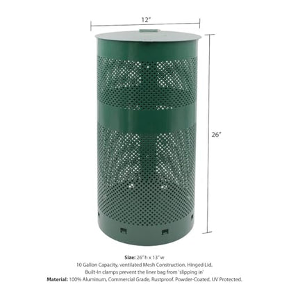 ZERO WASTE USA - The Sentry® Waste Can Gloss Green - 100% Rust-Free, Powder-Coated, Commercial-Grade Aluminum to Withstand Weather. 10-Year Warranty - color: Gloss Green