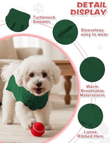Dog Sweaters for Small Medium Large Dogs Cats, Soft Warm Turtleneck Pullover Solid Cable Knit Fleece Stretch Pet Clothes,Classic Fuzzy Coat for Puppy Girl Boys for Fall Winter Cold Weather