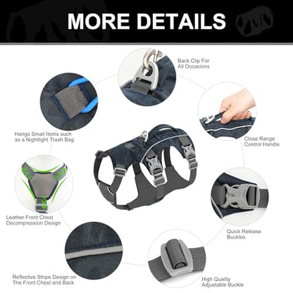 Escape Proof Dog Harness Medium Sized Dog, Lightweight Full Body Pet Vest with Lift Handle and Leash Clip, Reflective Adjustable No Slip Dog Harness for Daily Walking(Grey,Chest:17-32") - color: Grey, size: M: Chest 17-32", Fit 25-55 lbs