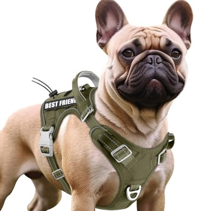 BARKBAY Service Dog Vest Tactical Dog Harness Medium Large Sized Dog No Pull Adjustable Dog Harness Reflective K9 Working Training Easy Control Military Molle System(Green,S) - color: Green, size: Small