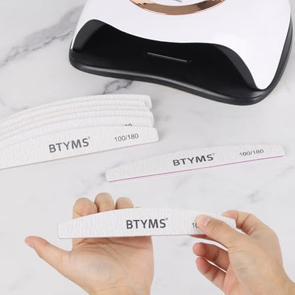 BTYMS 50 Pcs 100/180 Grit Nail Files - Double Sided Emery Boards for Acrylic, Gel & Natural Nails - size: 50 Count (100/180 Grit)