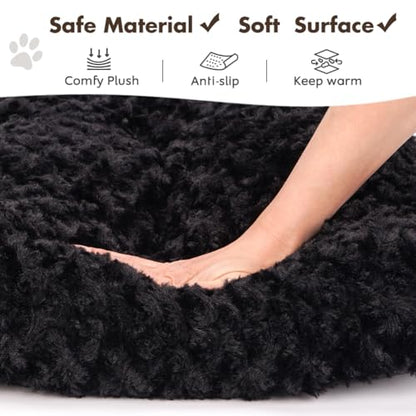 Dog Bed Crate Pad - Rosette Pattern White Velvet Pet Bed Anti-Slip Comfy Kennel Pad for Crates Rosette Black S - color: Rosette Pattern Black, size: Small 24"x18"