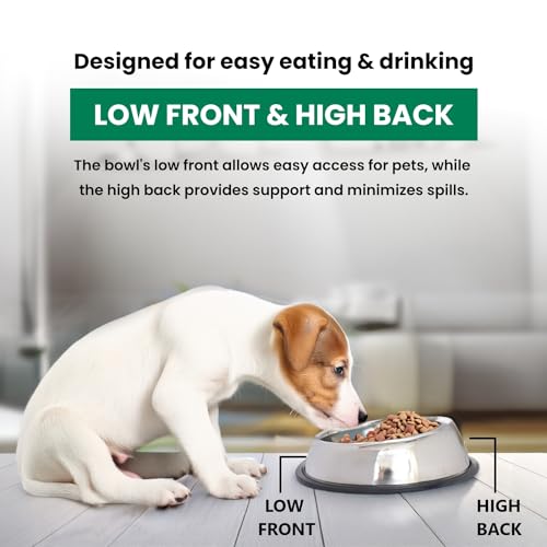 Iconic Pet 1 Cup/8 Oz Heavy Weight Non-Skid Stainless Steel High Back Pet Food/Water Bowls with Removable Anti Skid Rubber Ring - Dog/Cat Feeding Bowl in Unique Design, Dishwasher Safe - size: 1 Cup/8 oz.