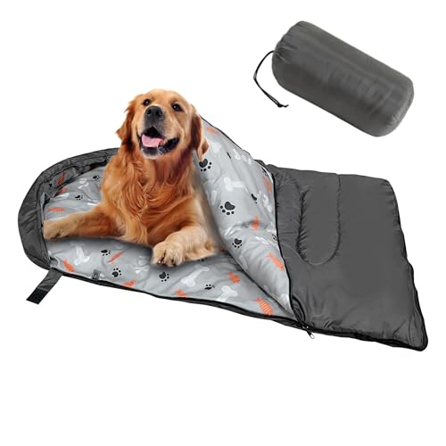 Dog Sleeping Bag Waterproof Warm Packable Dog Bed Mat with Storage Bag for Indoor Outdoor Travel Camping Hiking Backpacking (Grey) - color: Grey