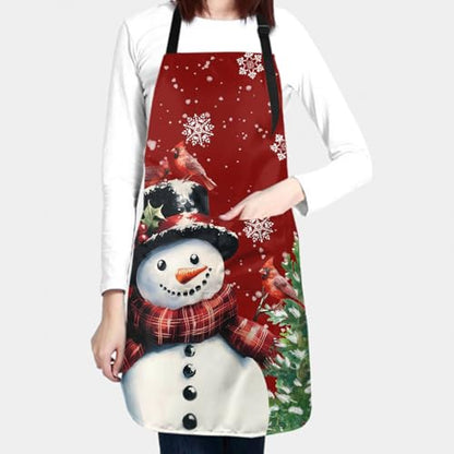 Sweetshow Cute Dog Apron with 2 Pockets and Adjustable Neck Waterproof Kitchen Cooking Dog Grooming Aprons for Women Men - color: Snowman
