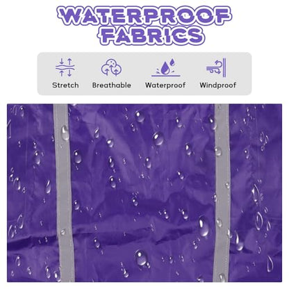 Dog Raincoat with Reflective Strip Hoodie, Waterproof Dog Raincoats, Adjustable Lightweight Hooded Poncho Dog Rain Jacket, Snowproof Windproof Clothes, Dog Raincoat for Large Dogs - color: Purple, size: XL