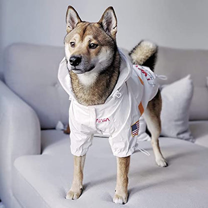 ChoChoCho NASA Dog Raincoats, Reflective Rain Jacket Water Proof, Dog Clothes, Cat & Puppy Stylish Streetwear Outfit (White, S) - color: NASA-White, size: S (Chest: 9.5''-13' / Suggest: 2-5 lbs)