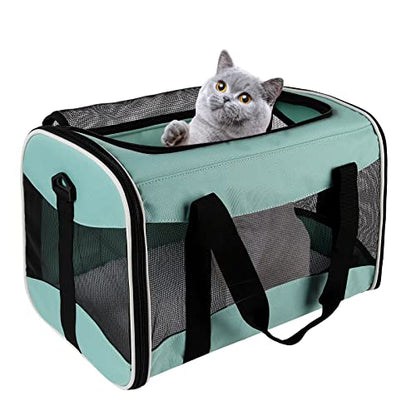 Cat Carrying Case - Pet Carrier, Up to 30Lbs Soft Sided Protable and Breathabl Pet Travel Carrier, Pet Travel Carrier Removable Fleece Pad, Collapsible for Large Cats Small Dogs(X-Large, Green) - color: green, size: 20.0"L x 13.0"W x 13.0"H