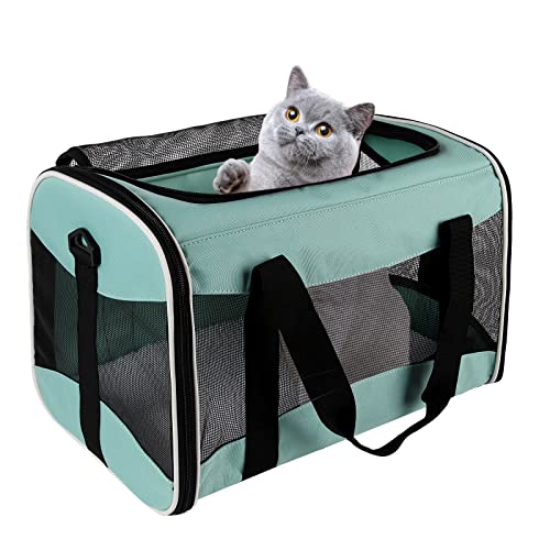 Cat Carrying Case - Pet Carrier, Up to 30Lbs Soft Sided Protable and Breathabl Pet Travel Carrier, Pet Travel Carrier Removable Fleece Pad, Collapsible for Large Cats Small Dogs(X-Large, Green) - color: green, size: 20.0"L x 13.0"W x 13.0"H