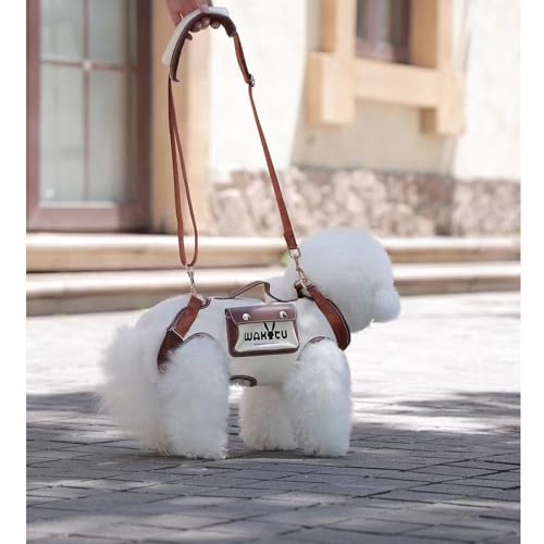 Wakytu Dog Lift Harness Dog Carrier Sling for Small Dogs & Cats,S | stylish puppy sling carrier with handle & pocket,adjustable leash,walking & travel - color: 1.0 White, size: Small(4-8 LBS)