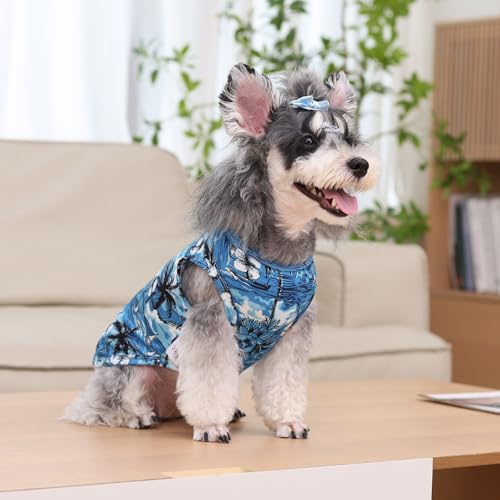 CuteBone Dog Shirts 2-Pack Soft Pet Clothes Breathable Summer Vest for Small Puppy and Stretchy Cat Apparel - color: Hawaii style, size: Small