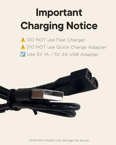 FURBONA Replacement Charging Cable for 18mm Paw Trimmer FB-PT02YE-US & FB-PT02BL-US, USB-A Power Cord, 50cm / 20in Backup Charger, 5V Charging Cable